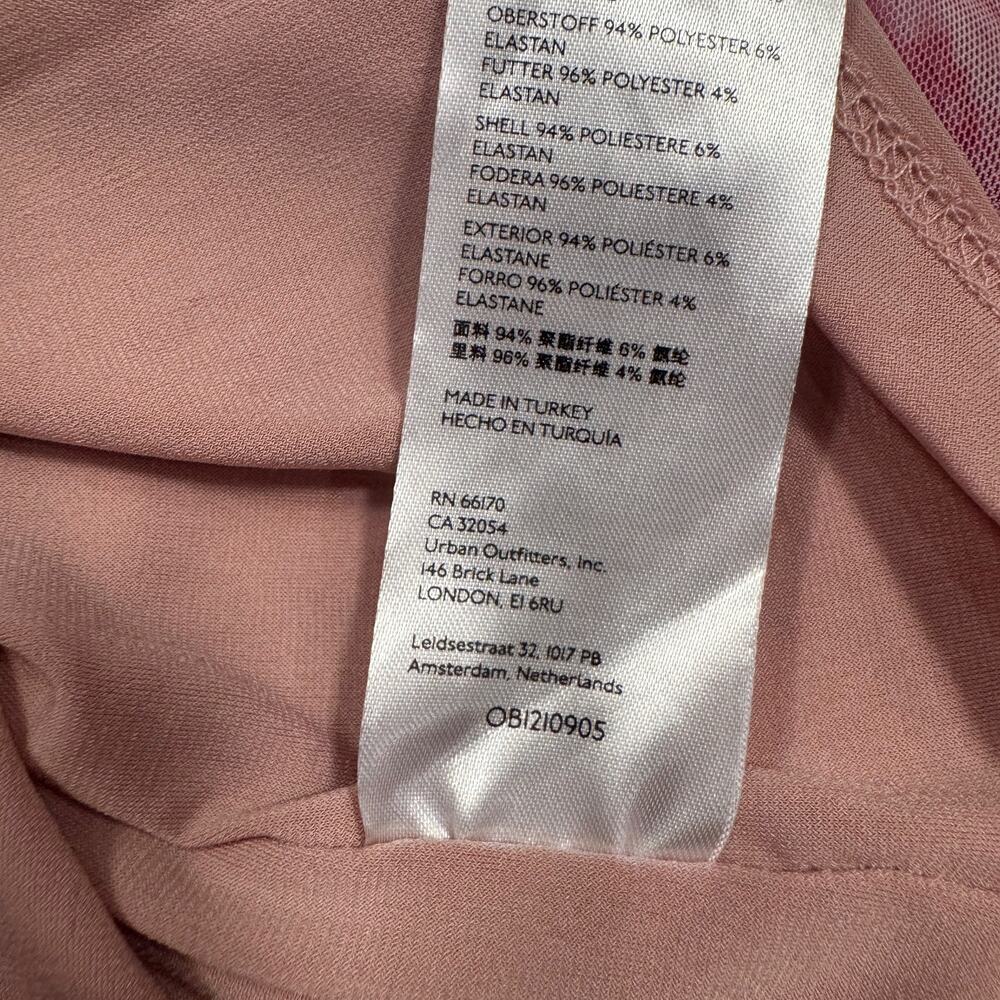 Y2K Barbiecore Mesh Mini Dress Pink Sheer Slip Ruffle Festival Coquette Small - Picture 14 of 16